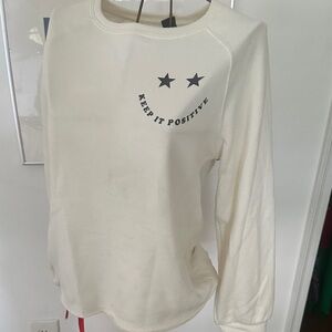 Cream Long Sleeve Sweatshirt with Positive Message